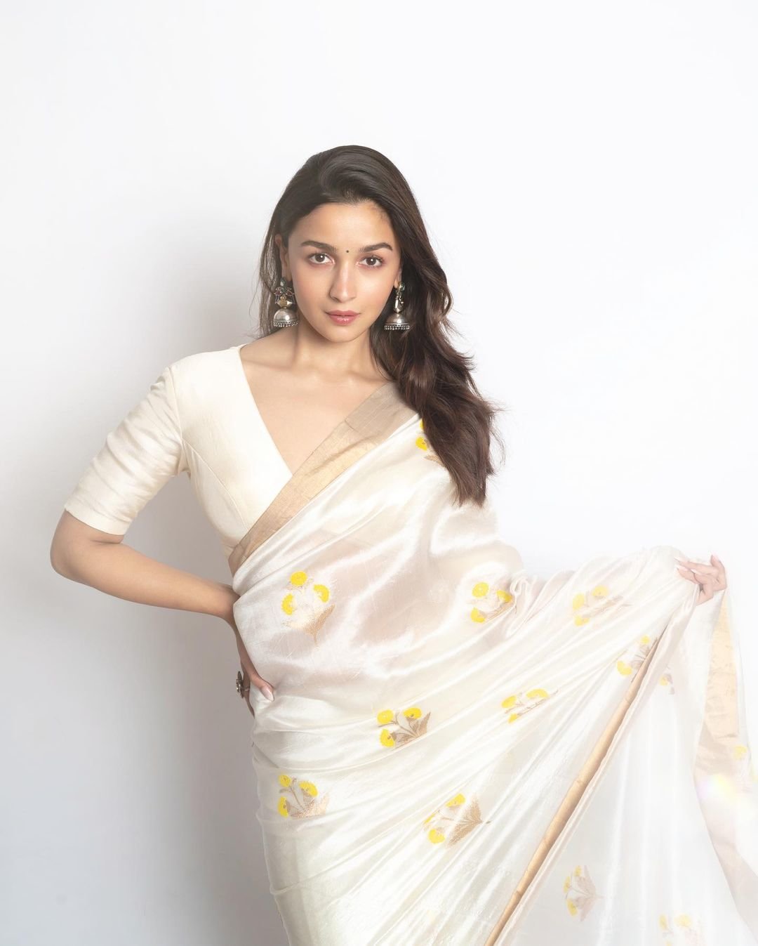 Alia Bhatt in white sarees