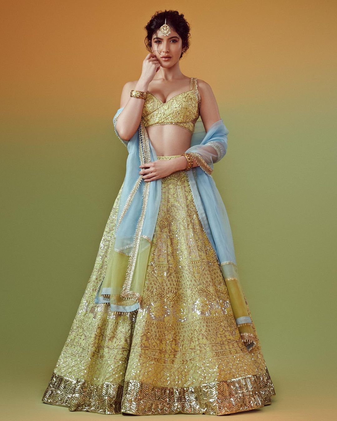 Manish malhotra yellow lehenga on sale