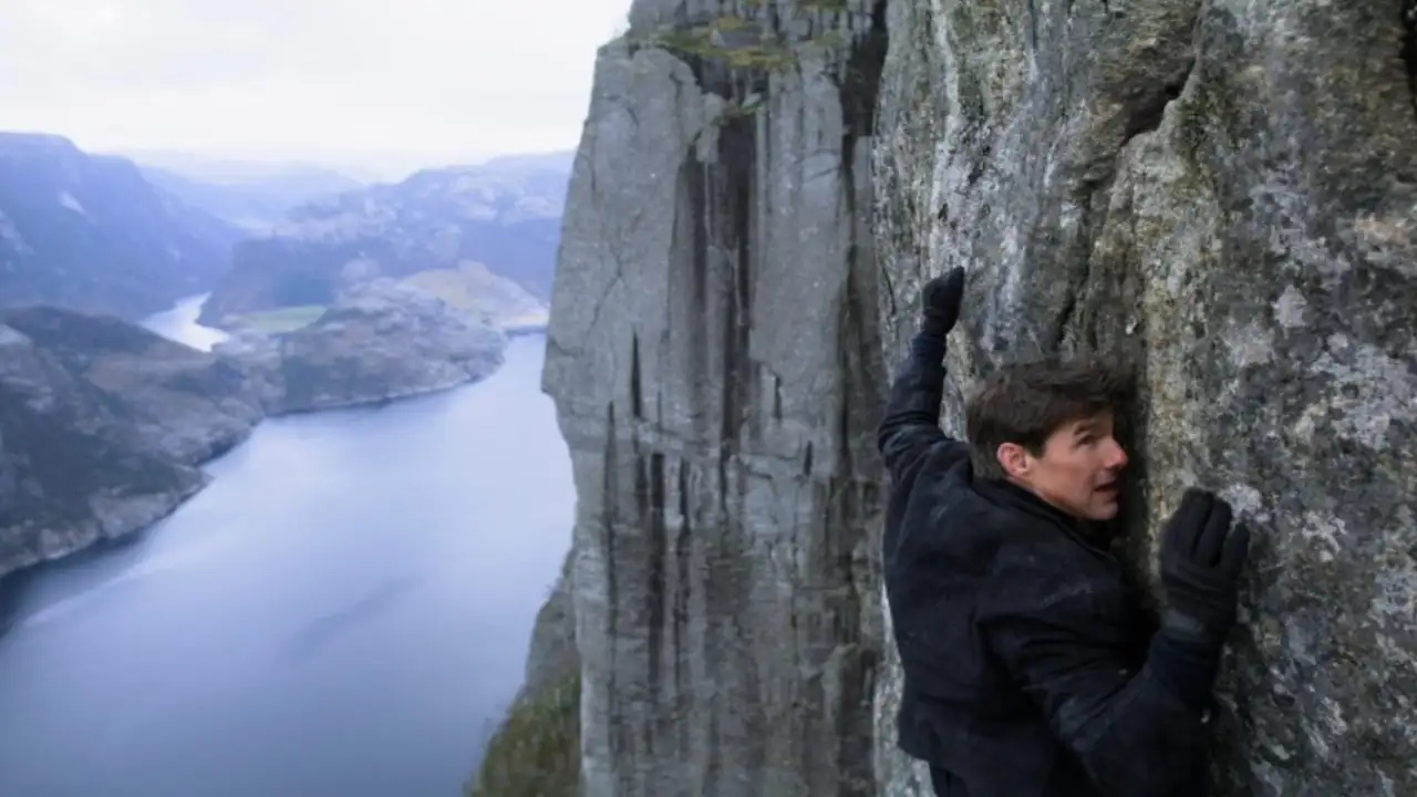 Spy movie actor Tom Cruise in Mission Impossible Spy Movie Mission Impossible