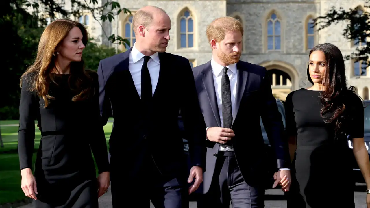 Prince William and Kate Middleton with Prince Harry and Meghan Markle at Windsor Castle. Prince William Kate Middleton Prince Harry