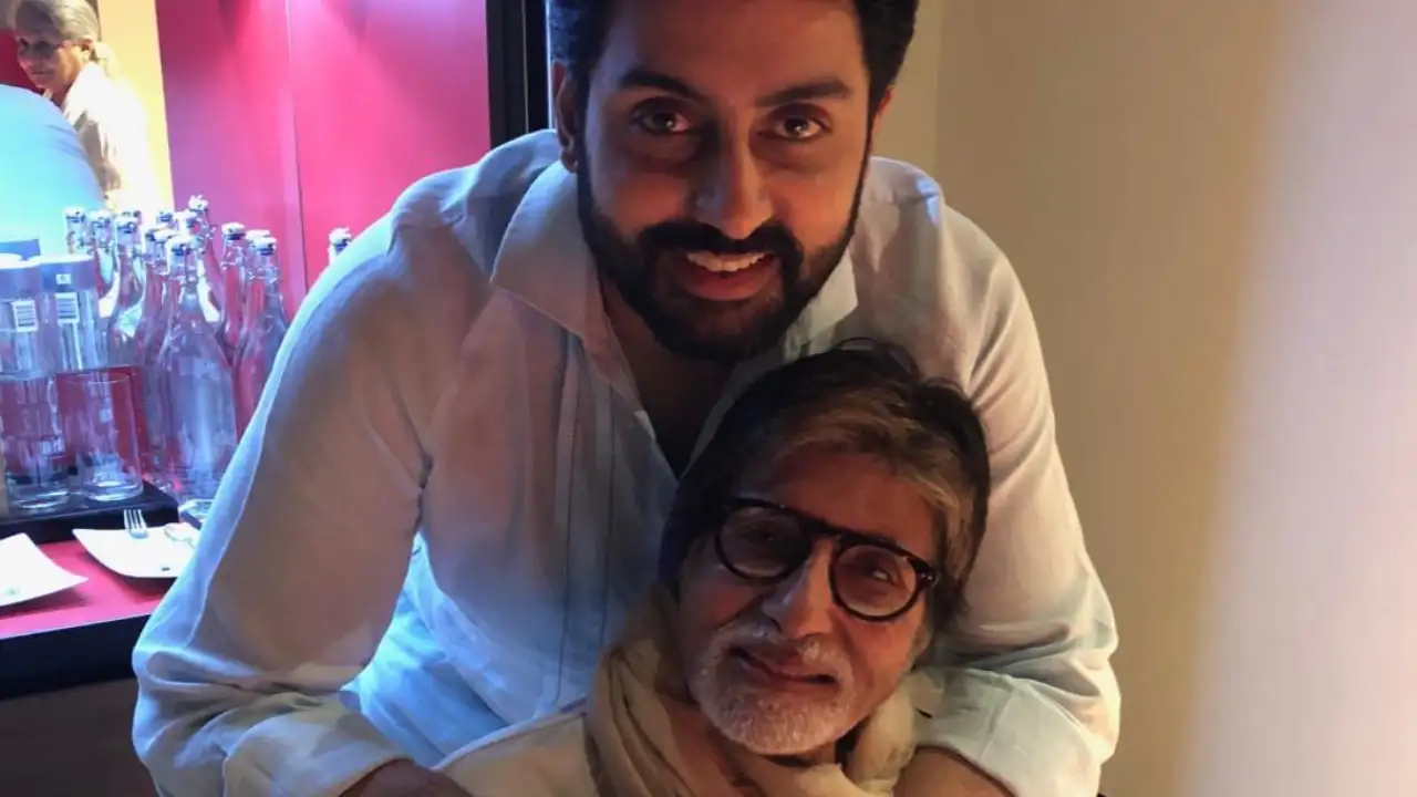 PIC: Abhishek Bachchan surprises dad Amitabh Bachchan by visiting him on set, says ‘Some things never change’