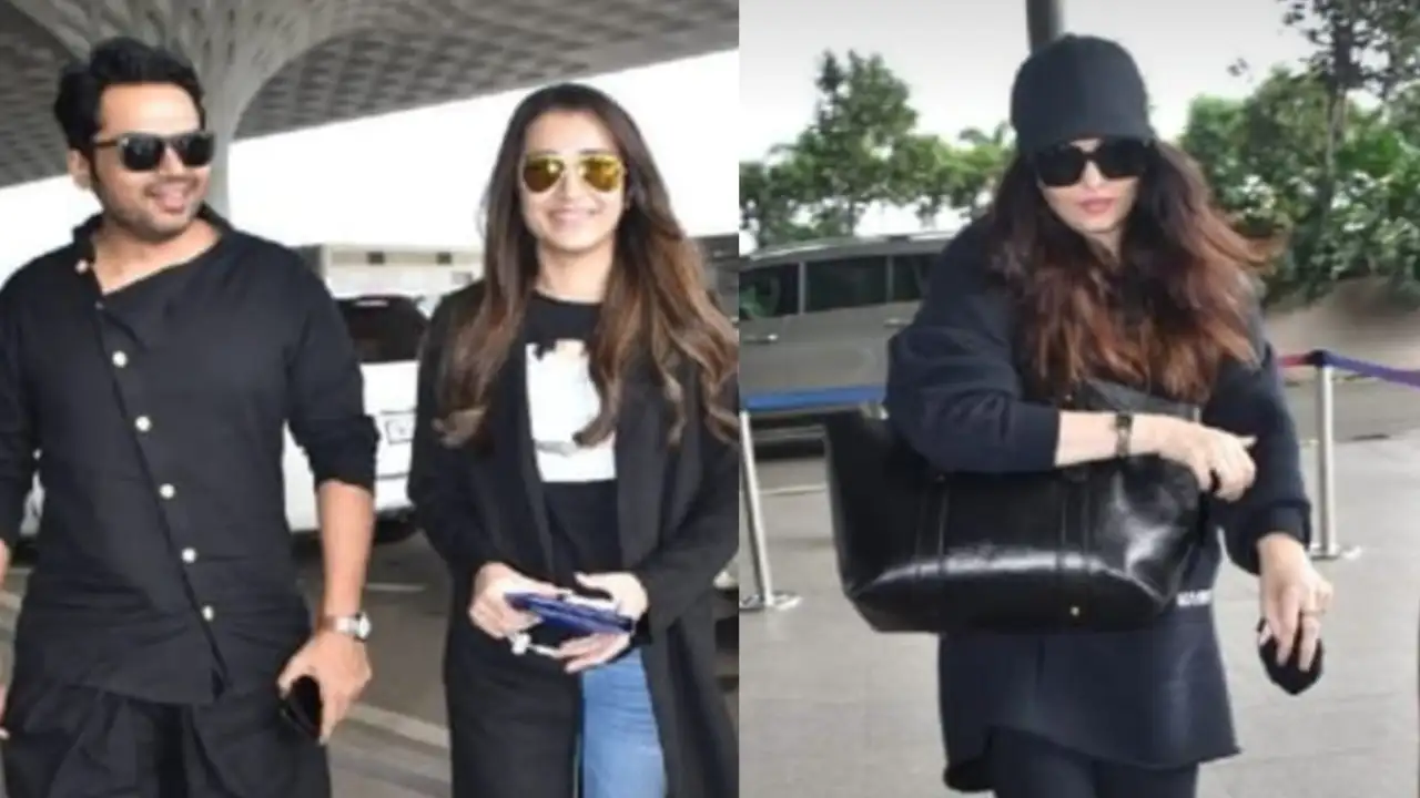 Trisha, Karthi, Aishwarya Rai Bachchan at airport Manav Manglani
