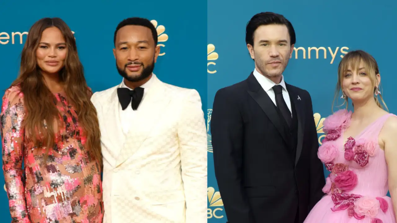 Chrissy Teigen shows off her baby bump while Kaley Cuoco debuts her relationship on the 2022 Emmys red carpet. Chrissy Teigen John Legend