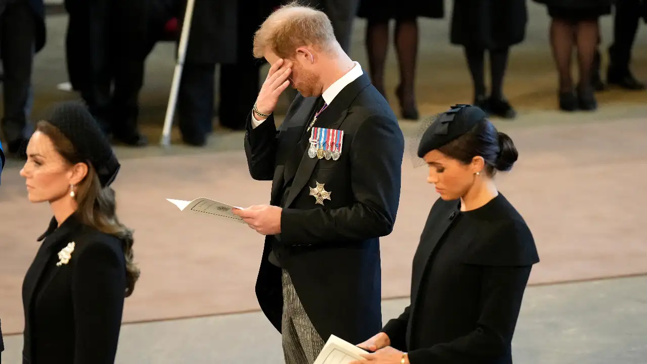 Prince Harry at Queen Elizabeth's state service. Prince Harry