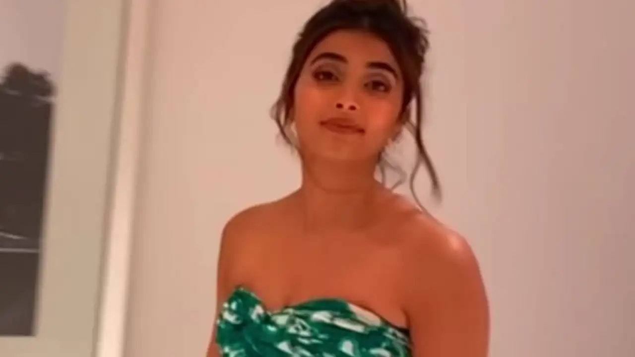 Pooja Hegde in a beautiful green gown Kamlesh Nand