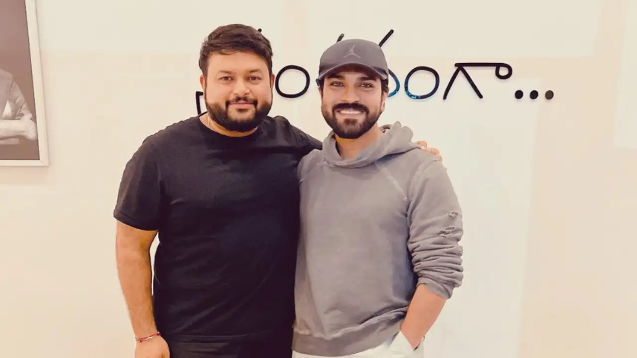 S Thaman shares a photo with RRR star Ram Charan S Thaman Twitter