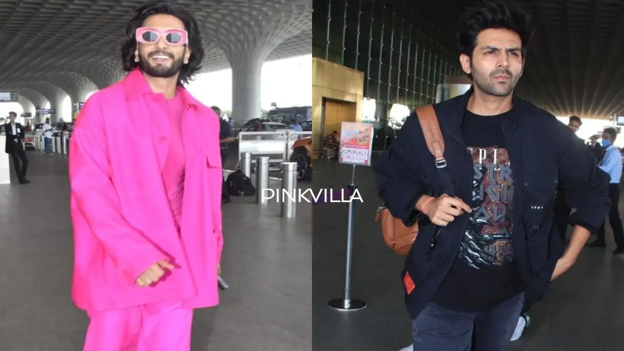 Airport Spotting: Ranveer Singh slays in all-pink outfit; Kartik Aaryan keeps it casual in a jacket