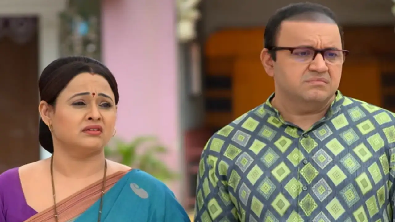 Bhide and Madhavi in a still from Taarak Mehta Ka Ooltah Chashmah (Image source: Sonyliv) Mandar Chandwadkar and Sonalika Joshi