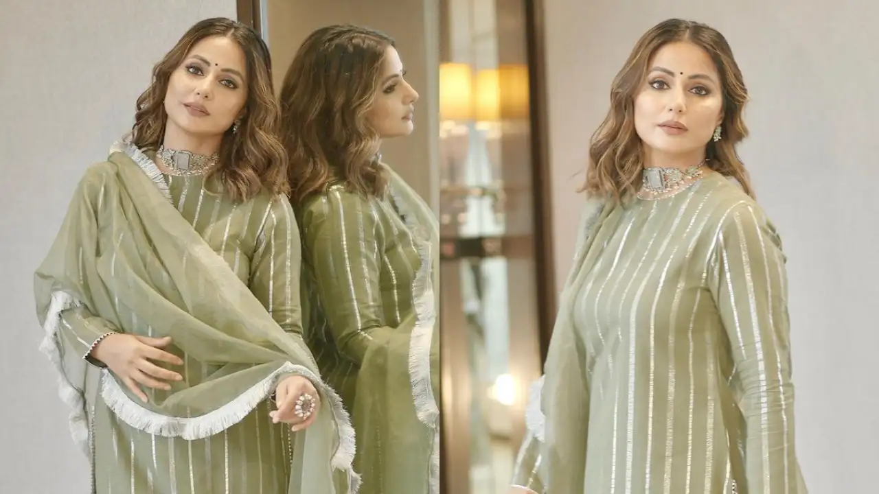 Hina Khan's gorgeous olive green suit is a perfect pick this festive season Pic Credit: Hina Khan Instagram