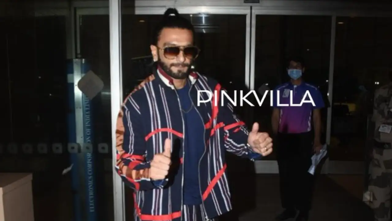 Ranveer Singh looks stylish in his striped cord set as he gets clicked at the airport (Credit: Viral Bhayani) Ranveer Singh
