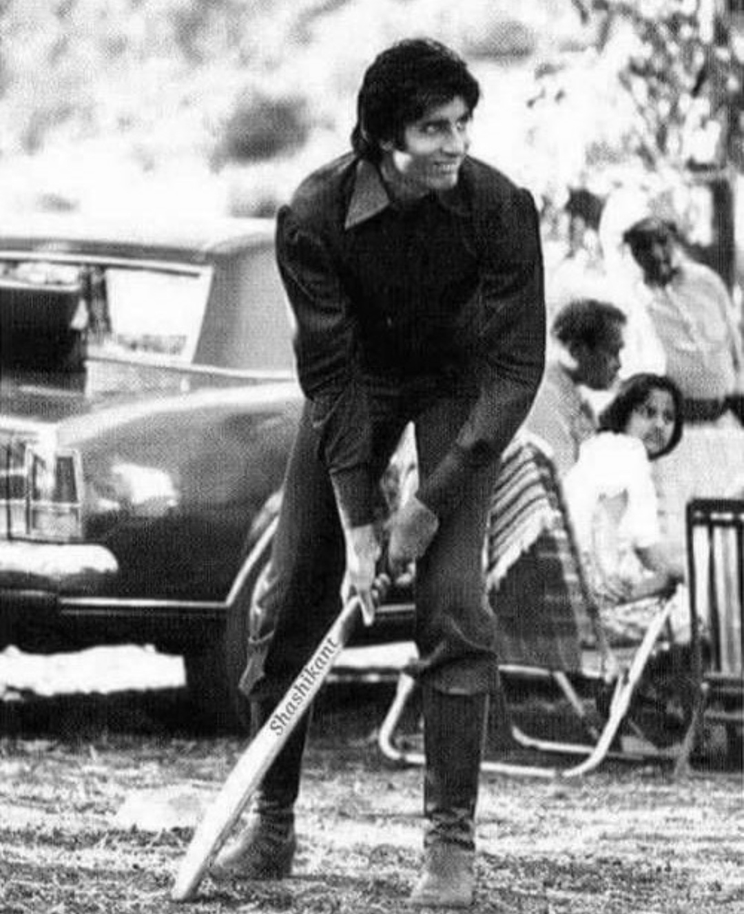 Playing cricket on the sets of Mr. Natwarlal in Kashmir