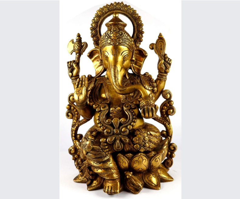ASHIRWAD Lord Ganesha Antique Brass Statue