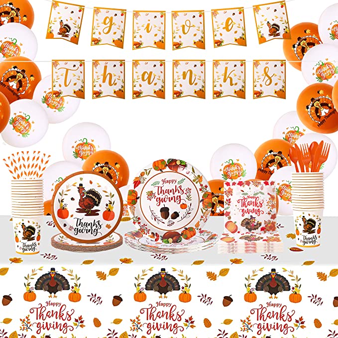 AMTIOPS Thanksgiving Dinner Decorations with Tableware Set