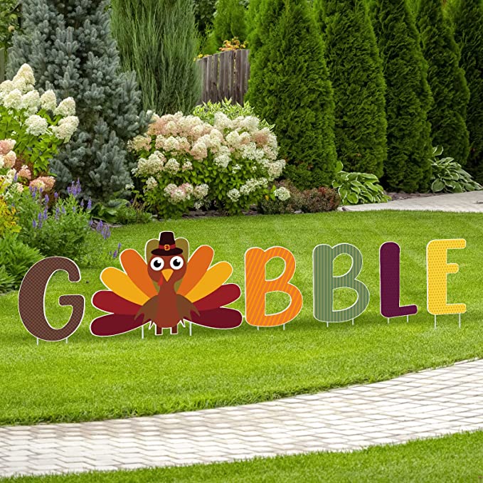 6 Pcs Thanksgiving Yard Sign Gobble Thanksgiving Outdoor Lawn Decorations