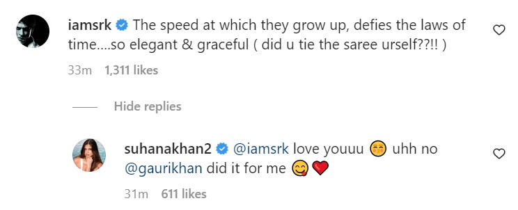 Shah Rukh Khan'ın Suhana Khan'ın fotoğrafına yaptığı yorum 