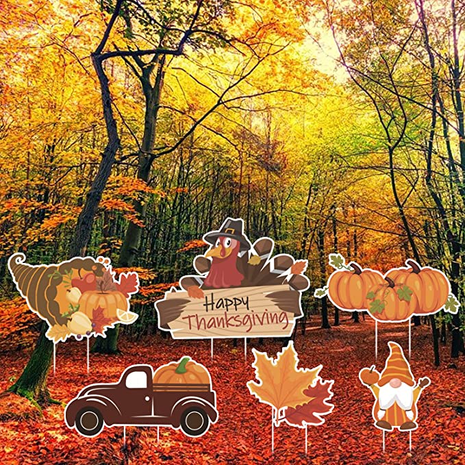 DSKKWS Happy Thanksgiving Yard Signs with Stakes
