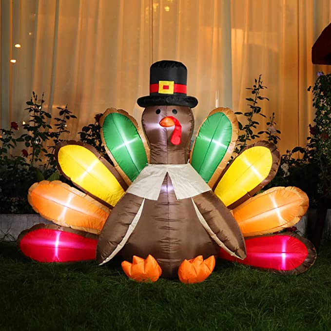 VIVOHOME 5ft Height Thanksgiving Inflatable LED Lighted Turkey