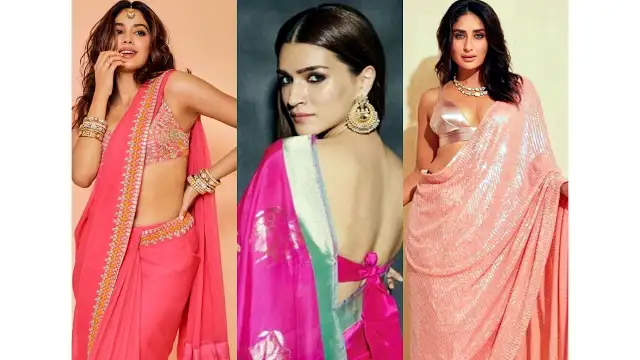 Last day of Navratri Kriti Sanon, Kareena Kapoor Khan and Janhvi Kapoor's Pink coloured desi looks 