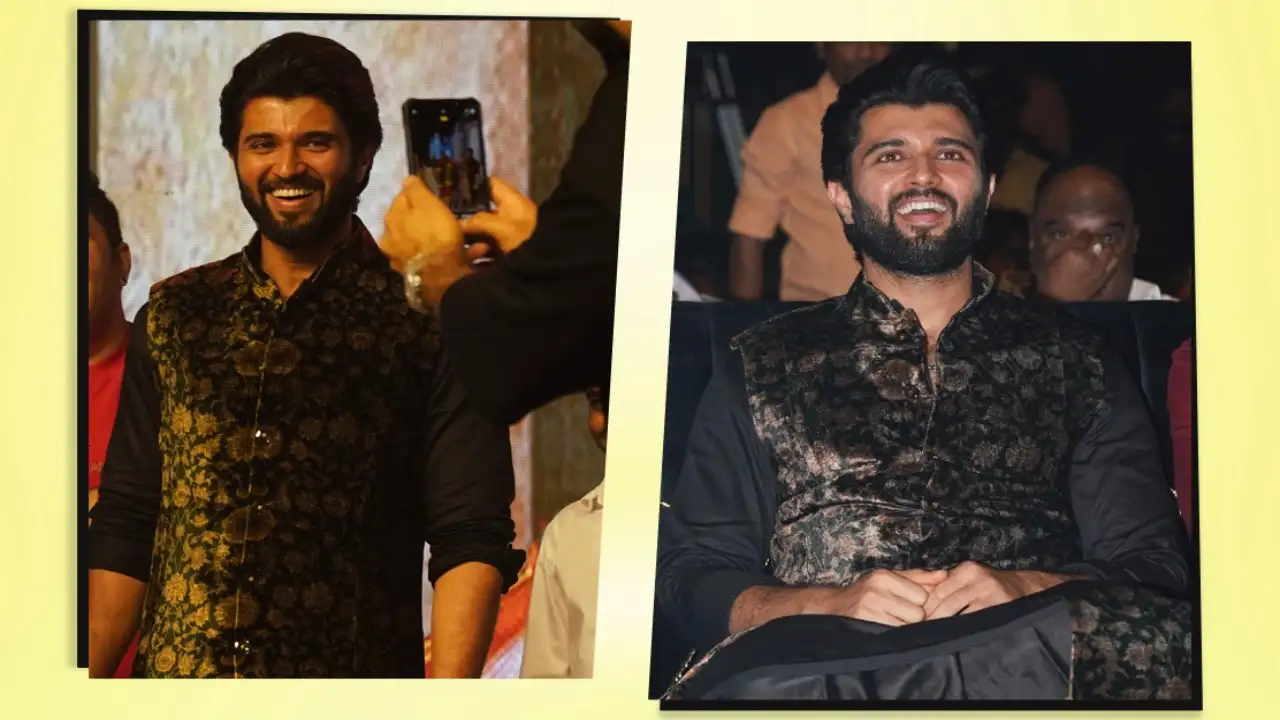 Vijay Deverakonda wears thong chappal with frilled kurta-dhoti set; Proves he's a master of experimental looks | PINKVILLA Vijay Deverakonda wears thong chappal with frilled kurta-dhoti set; Proves he's a master of experimental looks | PINKVILLA