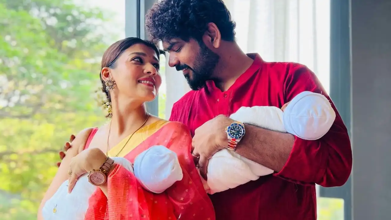Nayanthara and Vignesh Shivan with their twin boys 