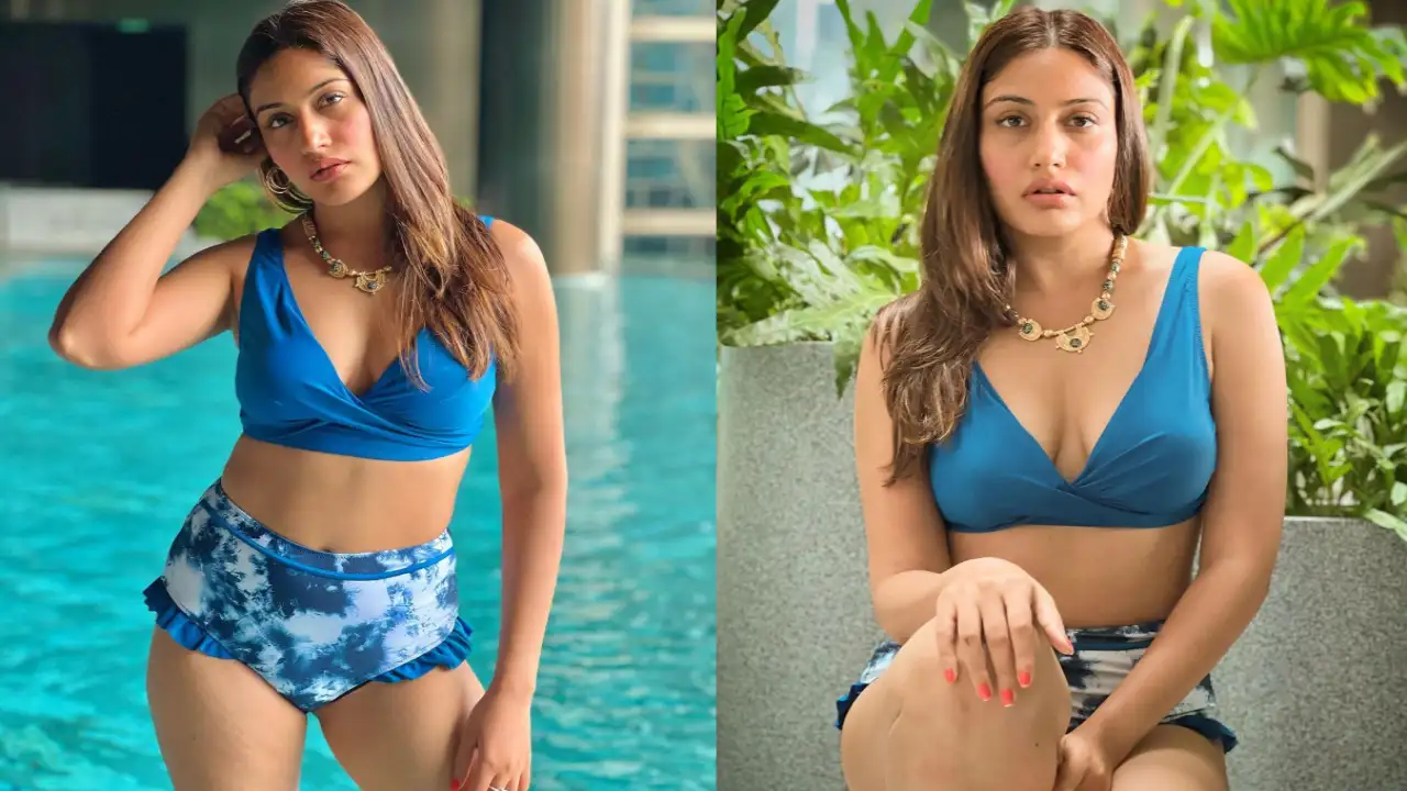 Surbhi Chandna stuns in Angel Croshet's high-waist blue bikini Pic Credit: Surbhi Chandna Instagram