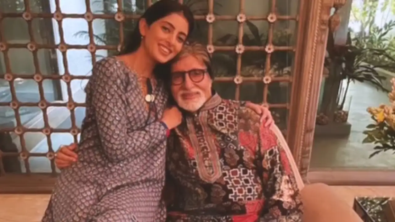 Amitabh Bachchan and Navya Naveli Nanda are all smiles in the INSIDE pic from his 80th birthday bash