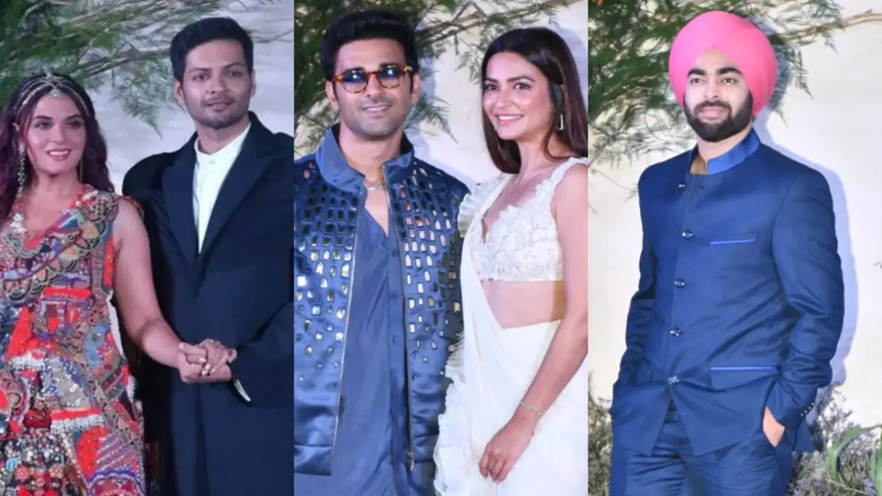 The lead actors of one of most popular Bollywood films ‘Fukrey’ were spotted at Richa Chadha and Ali Fazal’s wedding reception. Pinkvilla Images