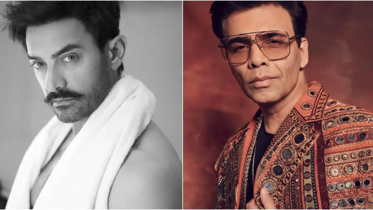 Picture courtesy: Aamir Khan Productions / Karan Johar Instagram Aamir Khan looks sharp in this monochrome picture / Karan Johar looks dapper in this picture