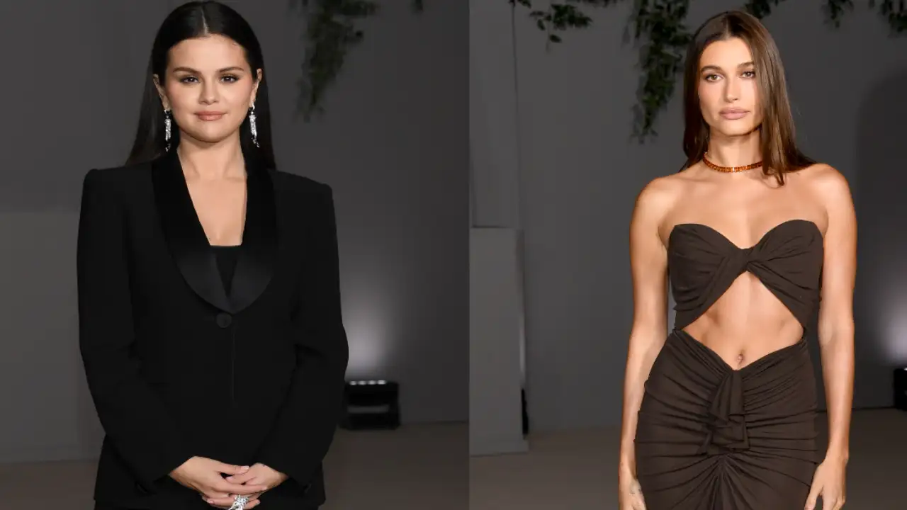Selena Gomez and Hailey Bieber arrive at The Academy Museum Gala in Los Angeles. Selena Gomez Hailey Bieber
