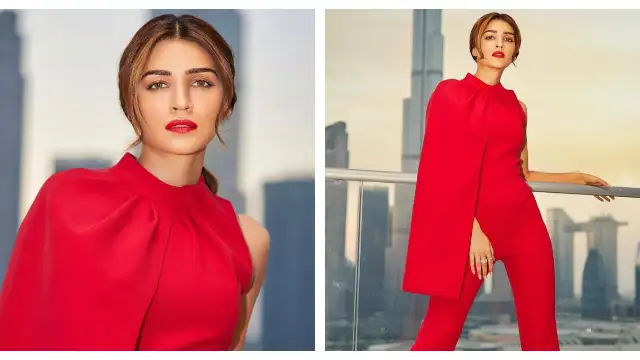 Kriti Sanon’s Safiyaa jumpsuit paired with Christian Louboutins proves fiery red is the color of the season