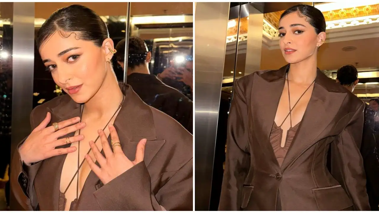 Ananya Panday's H&M pantsuit styled with Swarovski ear cuffs gives us a total chocolate rush 