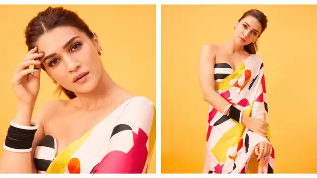 Kriti Sanon paired her vibrant Ranbir Mukherjee saree with a risqué blouse and we are obsessed | PINKVILLA