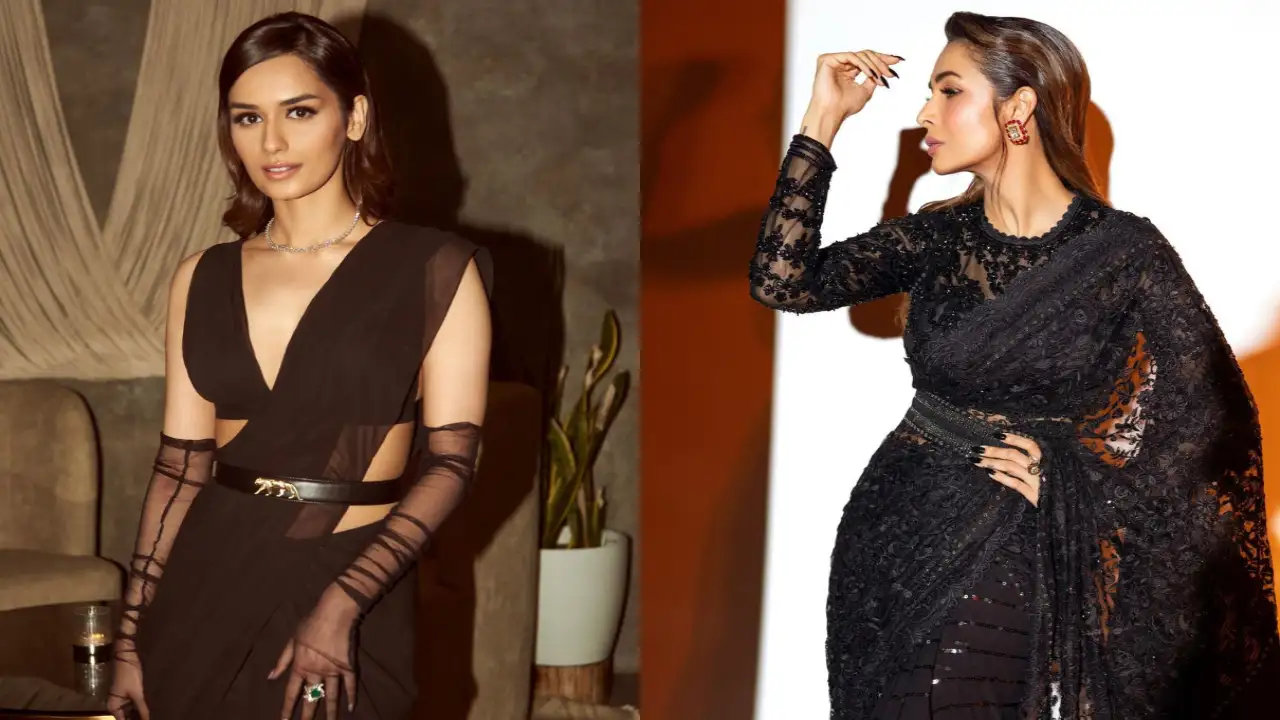 Buy Tarini Vij Black Net Shanaya Pre-draped Saree With Blouse Online | Aza  Fashions