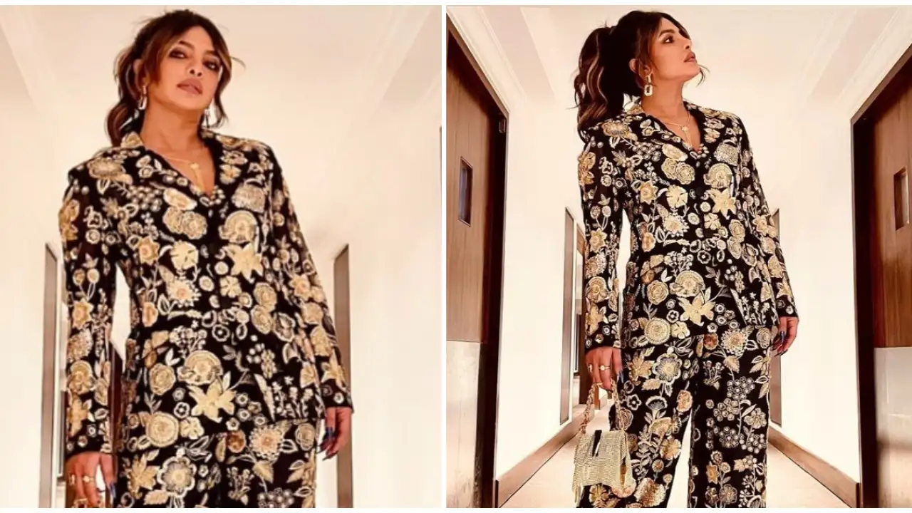 Priyanka Chopra in a Rahul Mishra pantsuit proves she's a chic golden girl always; Yay or Nay?