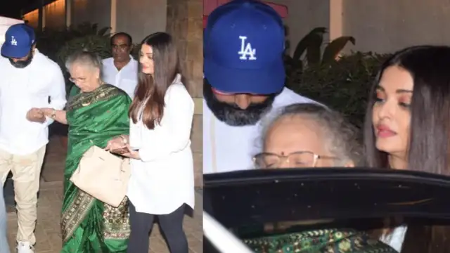 “Caring daughter and son-in-law” Aishwarya and Abhishek Bachchan helped her mother Brindya Rai to the car!