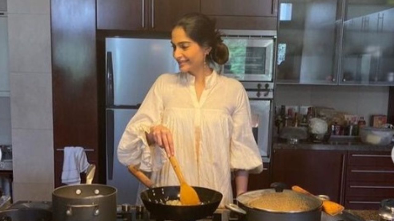 Sonam cooking in the kitchen