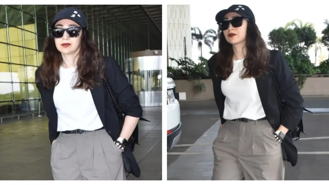 Karisma Kapoor’s Balenciaga handbag is the highlight of her chic semi-formal airport look