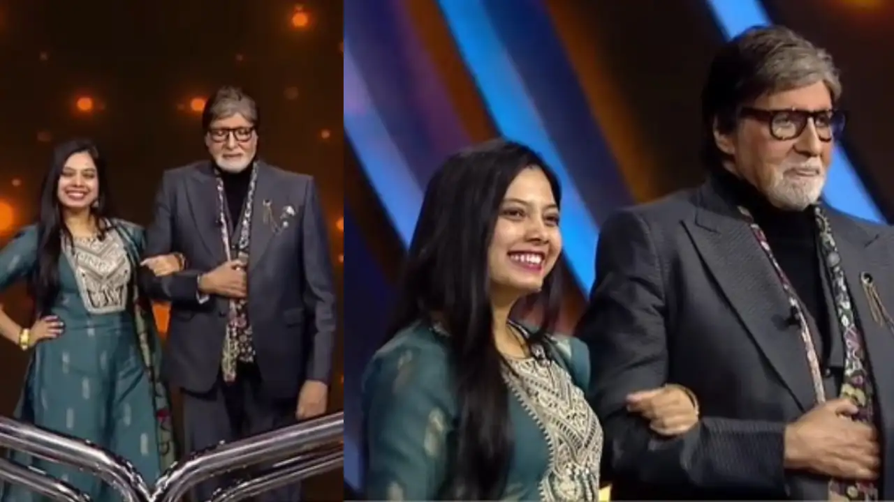 Amitabh Bachchan does ramp walk with contestant Amitabh Bachchan does ramp walk with contestant