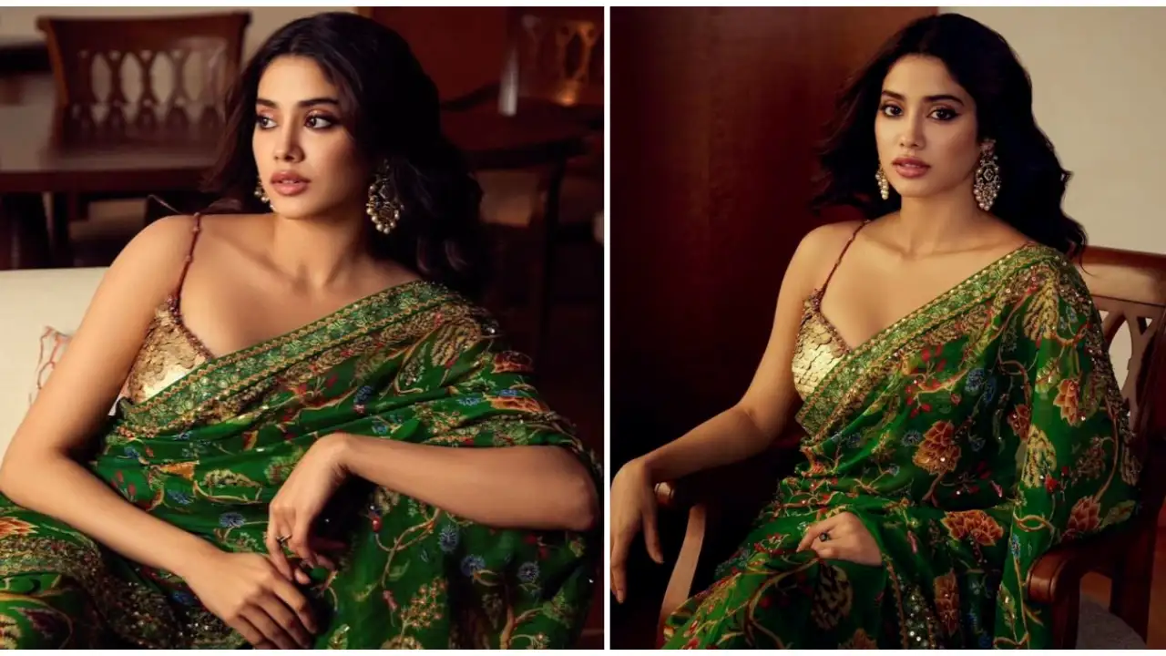 Janhvi Kapoor in a Mahima Mahajan saree is all the green and chic we need for a desi look Janhvi Kapoor in a Mahima Mahajan saree is all the green and chic we need for a desi look