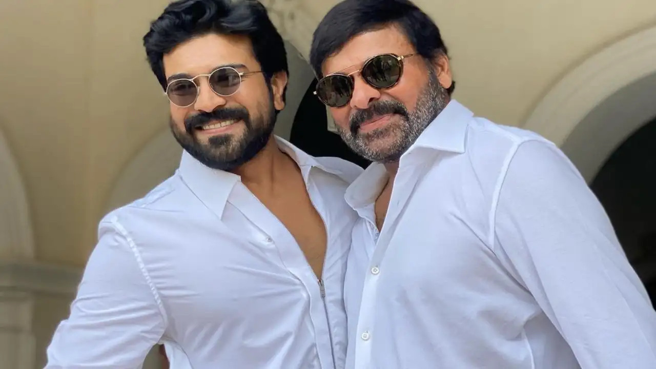 WATCH: Chiranjeevi’s swag is on point as he arrives in Mumbai; Ram Charan spreads his rakish charm