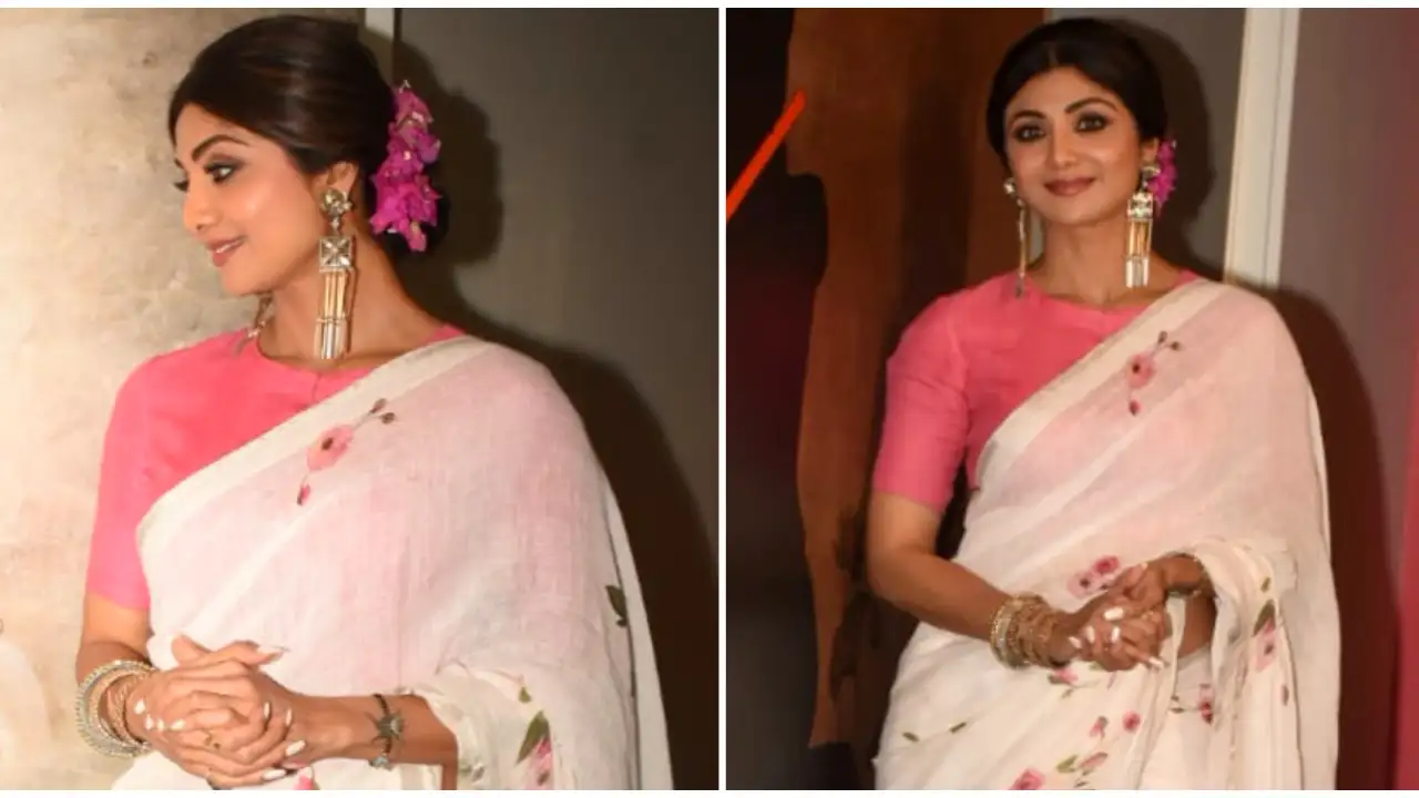 Shilpa Shetty in an Anavila saree proves in floral print we need to trust this wedding season Shilpa Shetty in an Anavila saree proves in floral print we need to trust this wedding season