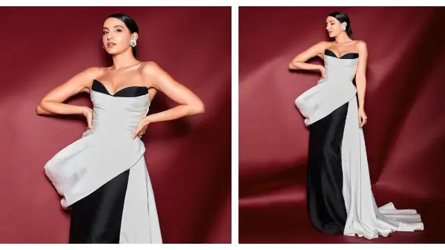 Nora Fatehi in a Mark Bumgarner gown makes a case for a statement monochromatic look