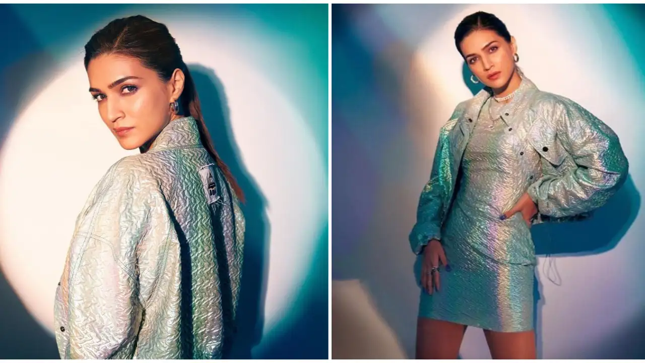 Kriti Sanon in Kanika Goyal Label's mini dress and jacket is all about holographic perfection Kriti Sanon in Kanika Goyal Label's mini dress and jacket is all about holographic perfection