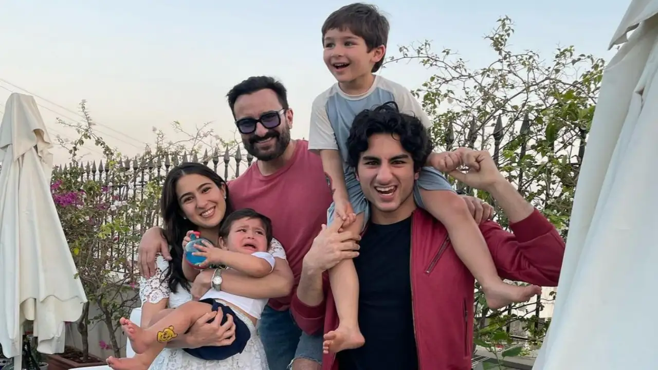 Saif Ali Khan poses with his kids