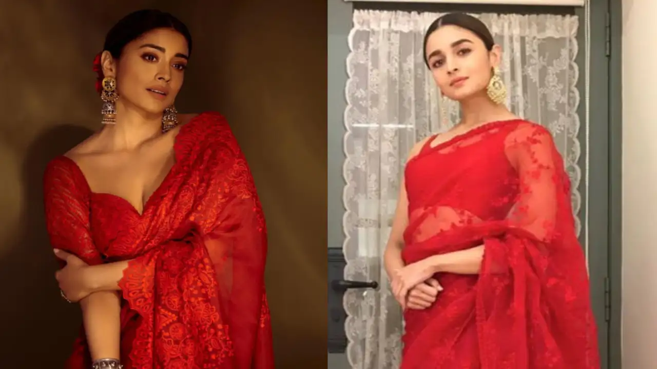 Shraya Sharma Sex Videos - Fashion Face-off Alia Bhatt or Shriya Saran; Who wore the red organza,  embroidered saree better | PINKVILLA