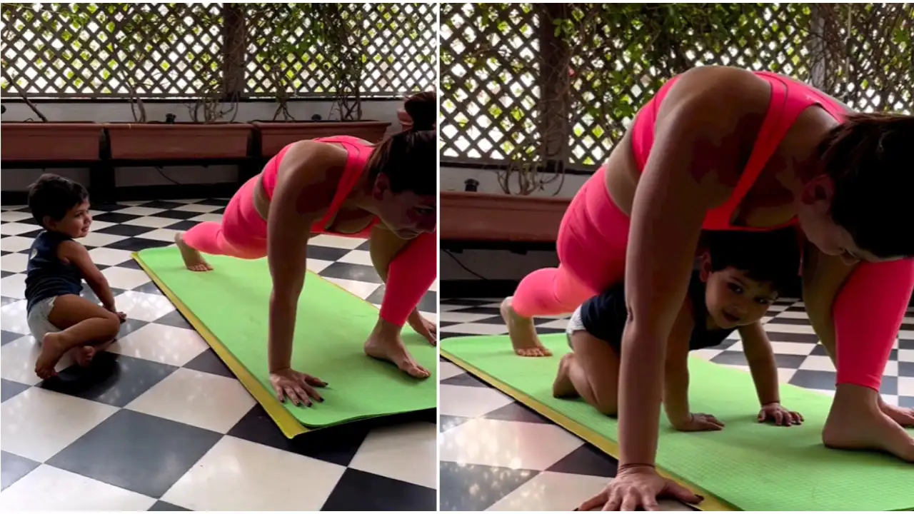 Kareena Kapoor Khan’s son Jeh Ali Khan joins her for yoga; Leaves her in splits with his cute antics- VIDEO 