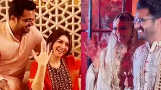 Hansika Motwani bride-to-be grooves with Sohael Khaturiya at her Mehendi & Sangeet!