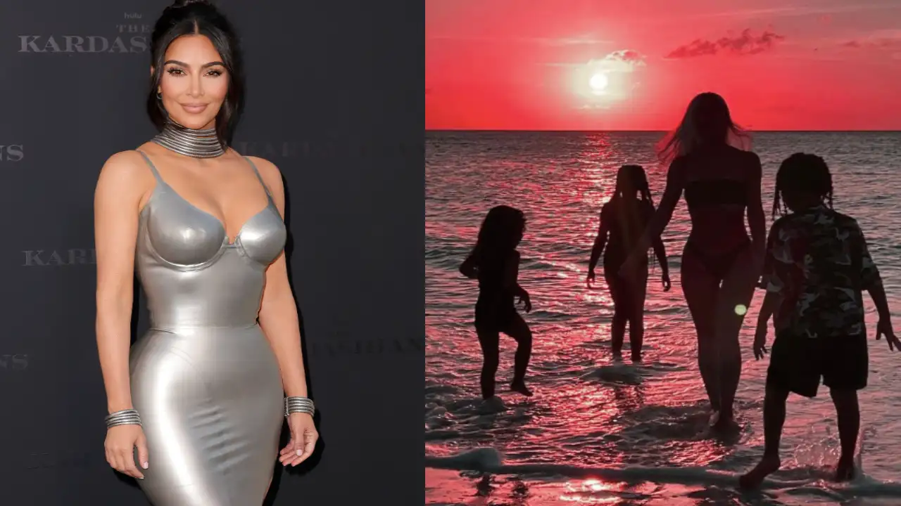 Kim Kardashian drops a photo with her kids. Kim Kardashian