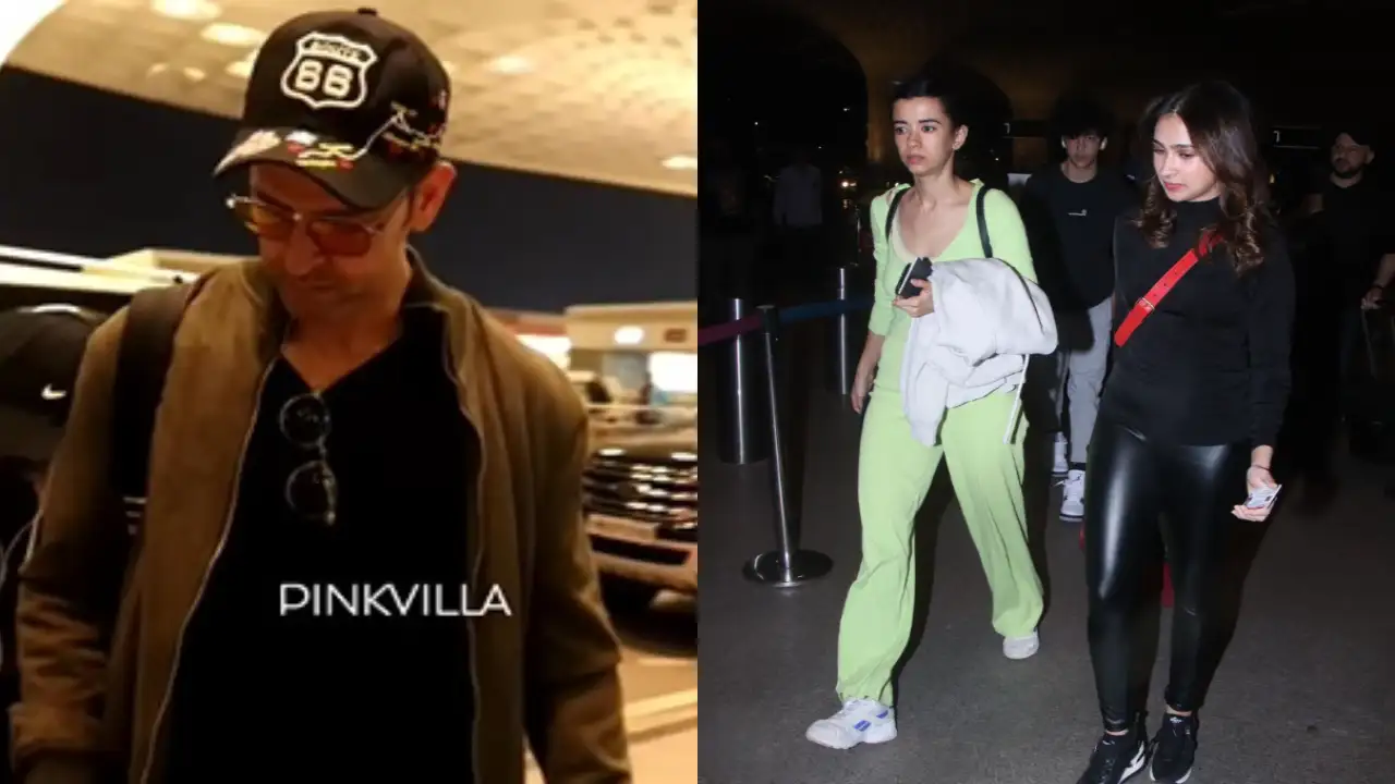 Hrithik Roshan has a fun conversation with the paparazzi, spotted with his kids and Saba Azad at the airport