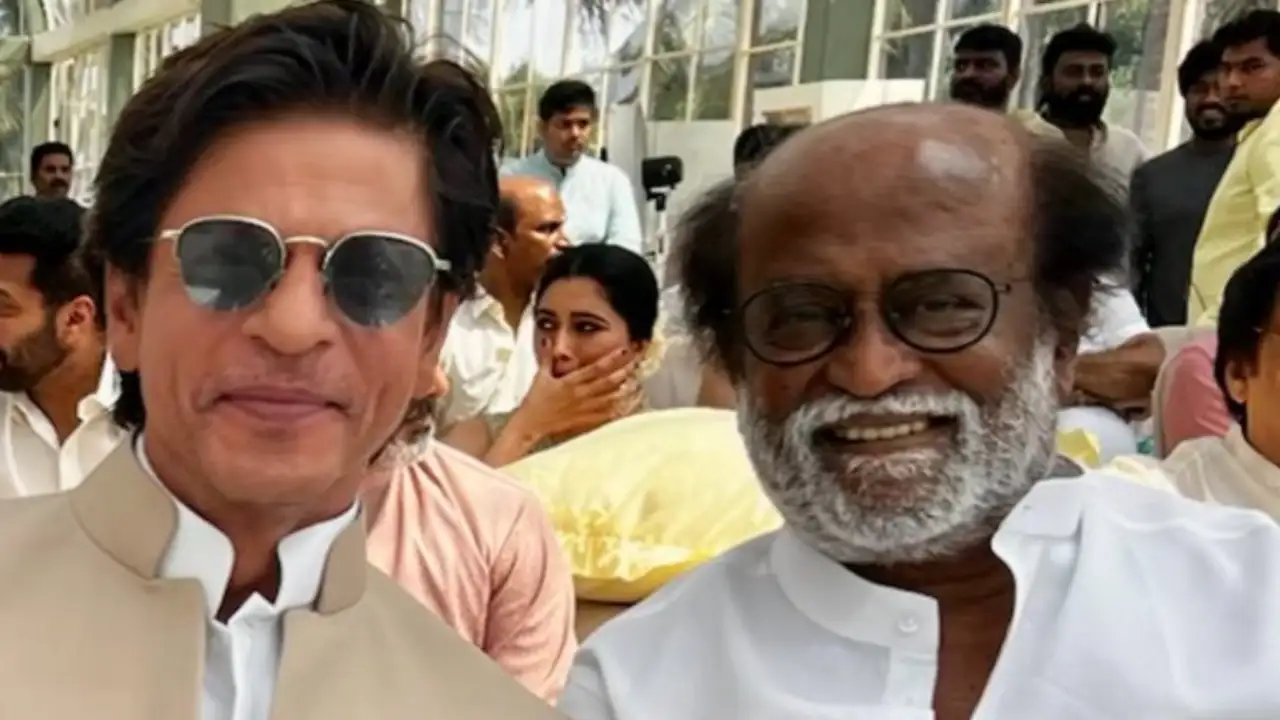 An old picture of Shah Rukh Khan and Rajinikanth 
